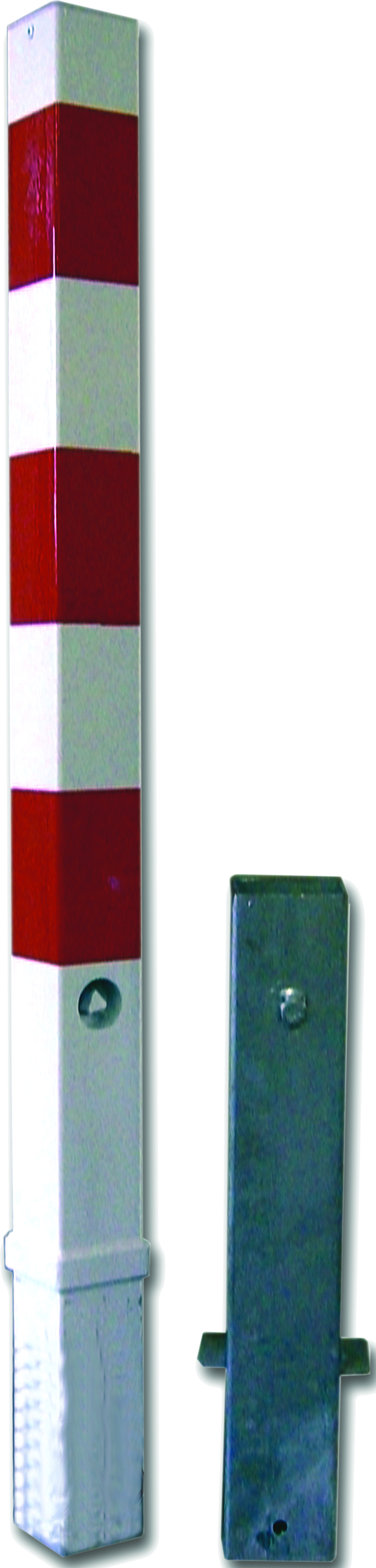 Absperrpfosten70x70m Dreikantverschluss "K" m.Bodh