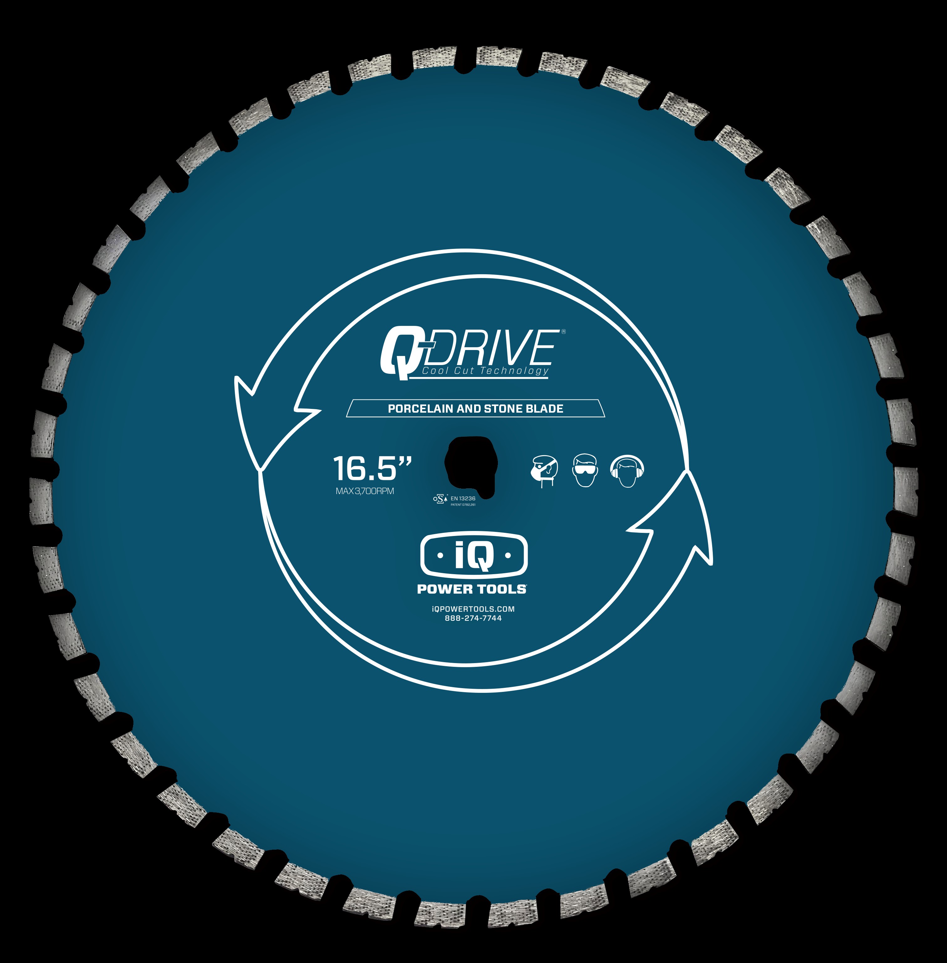 IQ POWER TOOLS 420mm Q-Drive Sägeblatt, blau ( Porzellan, Feinsteinzeug), geräuscharm für iQMS362i