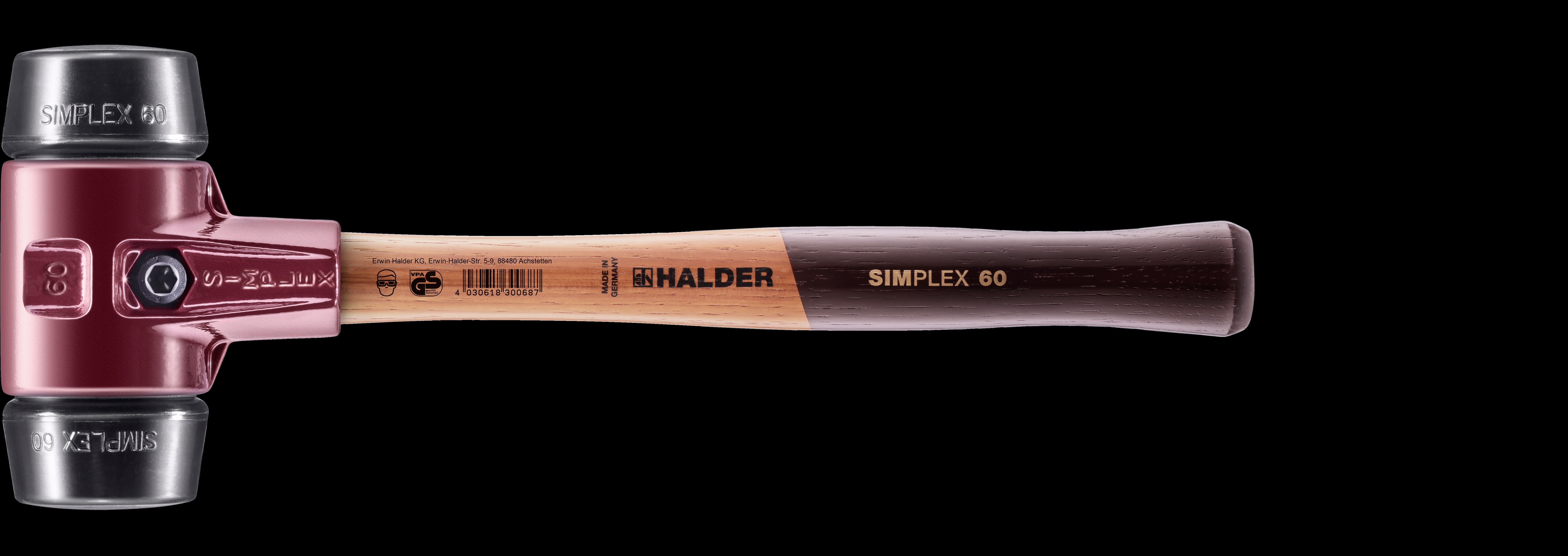 HALDER SIMPLEX-Schonhammermit TE-Gehäuse und Holzstiel versch. Durchmesser
