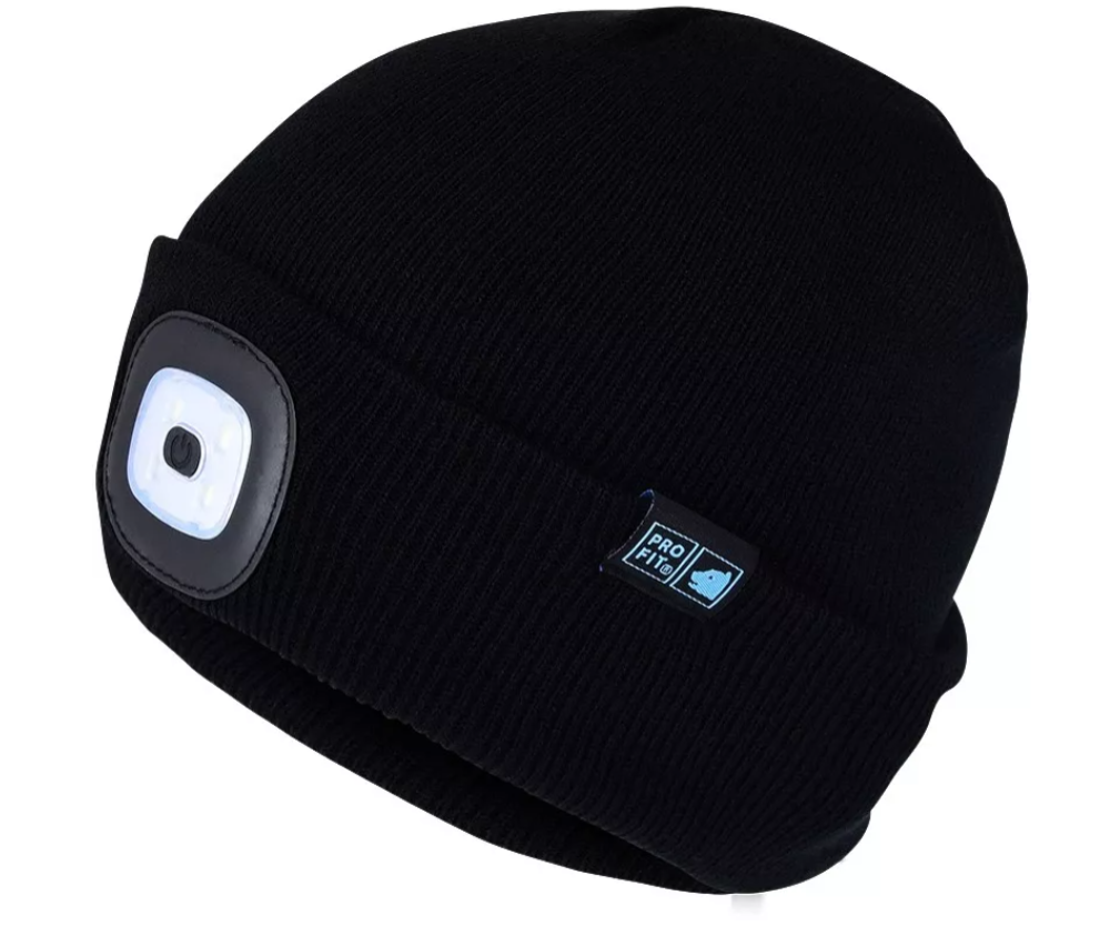 FITZNER  Mütze mit Licht, schwarz, wiederaufladbare LED-Lampe
