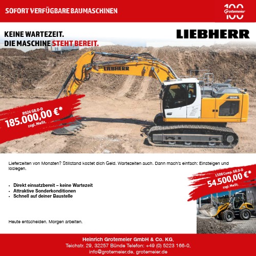 Sofort verfügbare Liebherr Baumaschinen – jetzt zugreifen