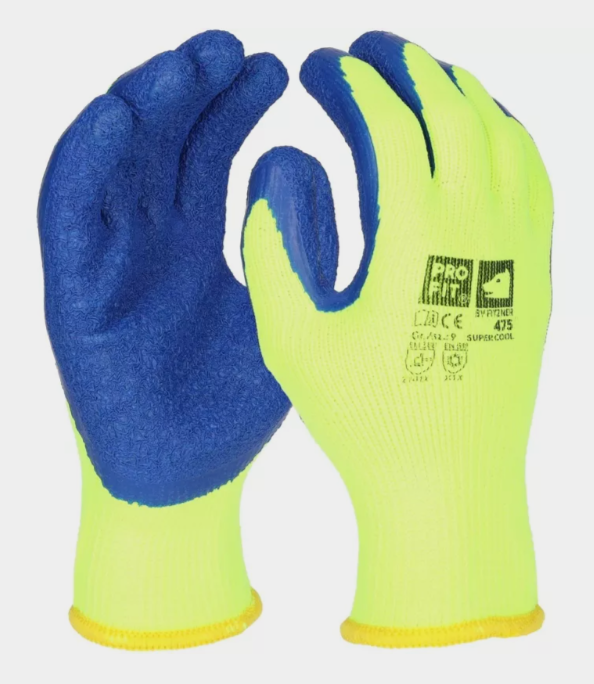 FITZNER  Winter Arbeitshandschuhe "Super Cool", Latex, gelb/blau