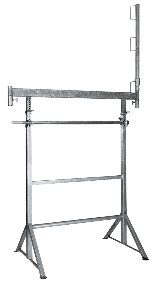 MÜBA Kurbel-Gerüstbock, 1,50 m x 1,70 - 3,00 m, Tragfähigkeit 1500kg, inkl Geländerpfosten, verzinkt